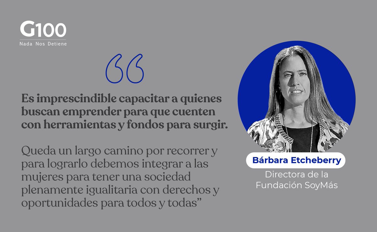 G100Chile's tweet photo. Según cifras del INE, 2,4 millones de personas trabajan informalmente y existen 435 mil personas sin empleo, de las cuales 7,7% son mujeres.

Nuestra #SociaG100, Bárbara Etcheberry nos entrega su visión y como corporación los invitamos a ser parte de nuestra Comunidad. https://t.co/oO7Fx1Id5a