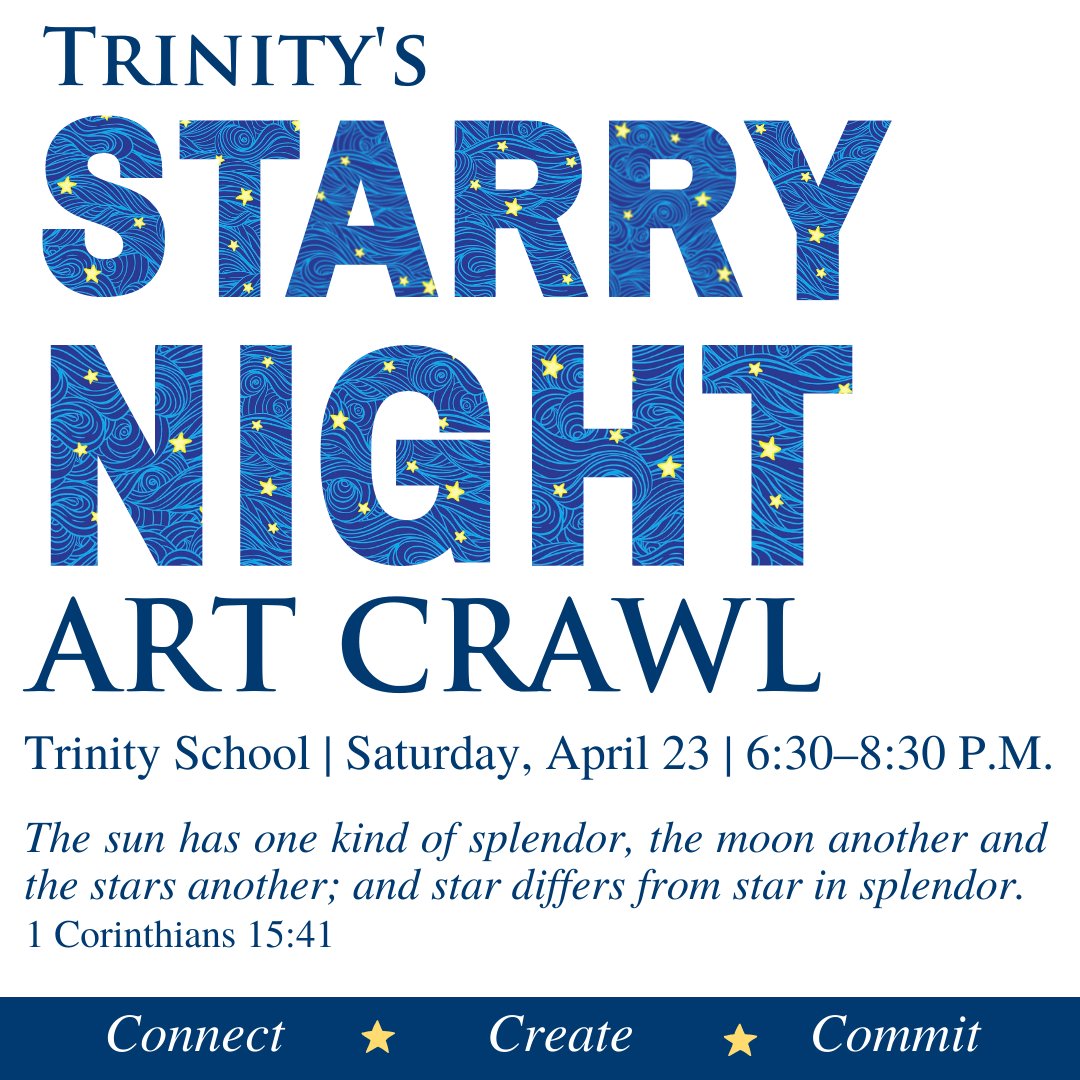 Come experience the visual arts at Trinity while helping us grow sustainable support for students and faculty through our endowments.

Saturday April 23 | 6:30–8:30 p.m.
More info and RSVP at trinitygives.org