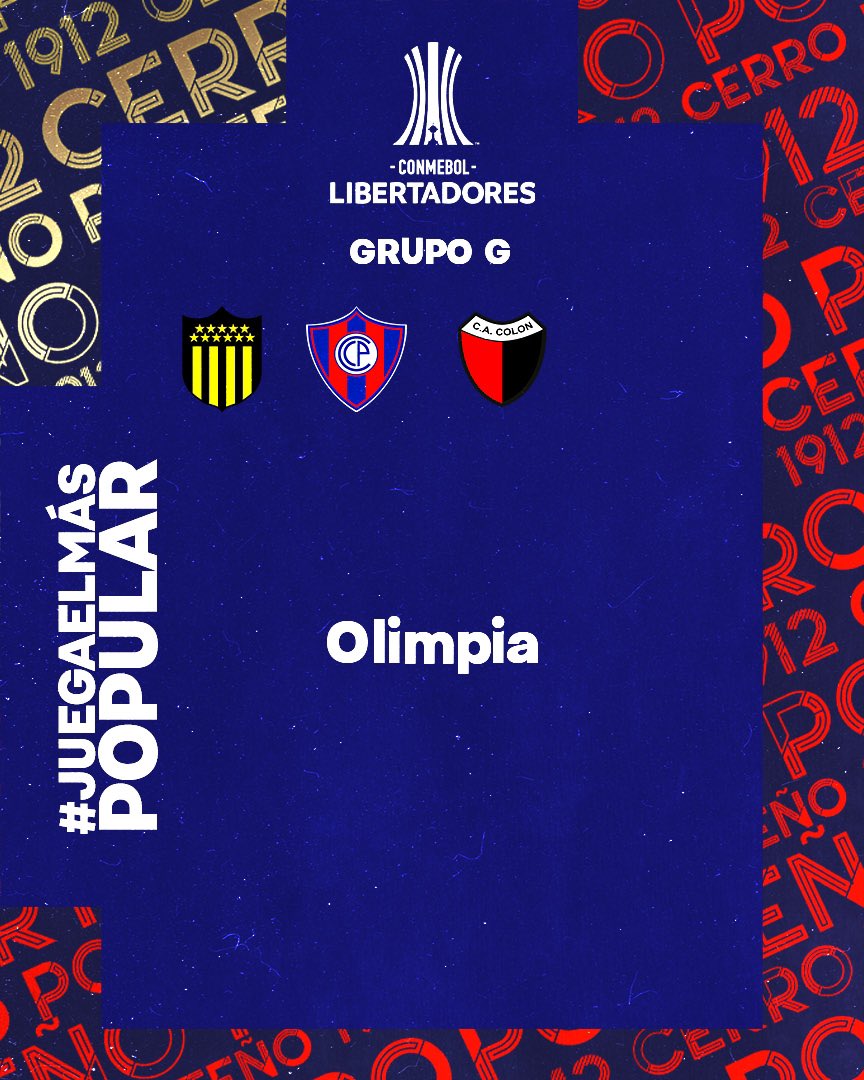 #Libertadores 2022 🏆 

¡Cerro Porteño está en el Grupo G! 🟦🟥

¡Te esperamos en el Barrio! 🏟🔥👊