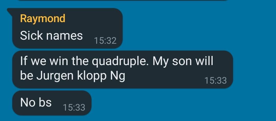 Garrick1128's tweet photo. @LFC I have a friend which is a Liverpool support and having a second boy in July. Can you please pass this message on to Mr Klopp and make this happen for me. Even though I am a Utd supporter. Thank you https://t.co/zIk7VlNiCK