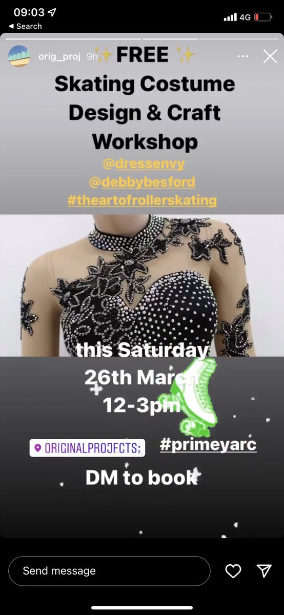 orig_proj's tweet photo. Roll up✨🛼 #RollerSkate Costume craft &amp; design #workshop tomorrow. 12-3pm. the highly skilled + experienced Gaynor Read from #dressenvy shares design &amp; making processes used to create extraordinary 1off pieces featured in #theartofrollerskating. FREE booking advised https://t.co/TdoPYN9Oaf