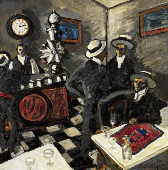tizianacampodon's tweet photo. Auguste #Chabaud - Le bar aux canotiers, 1908. Oil on panel, 75 x 75 cm. Private Collection https://t.co/f12pUB0so9