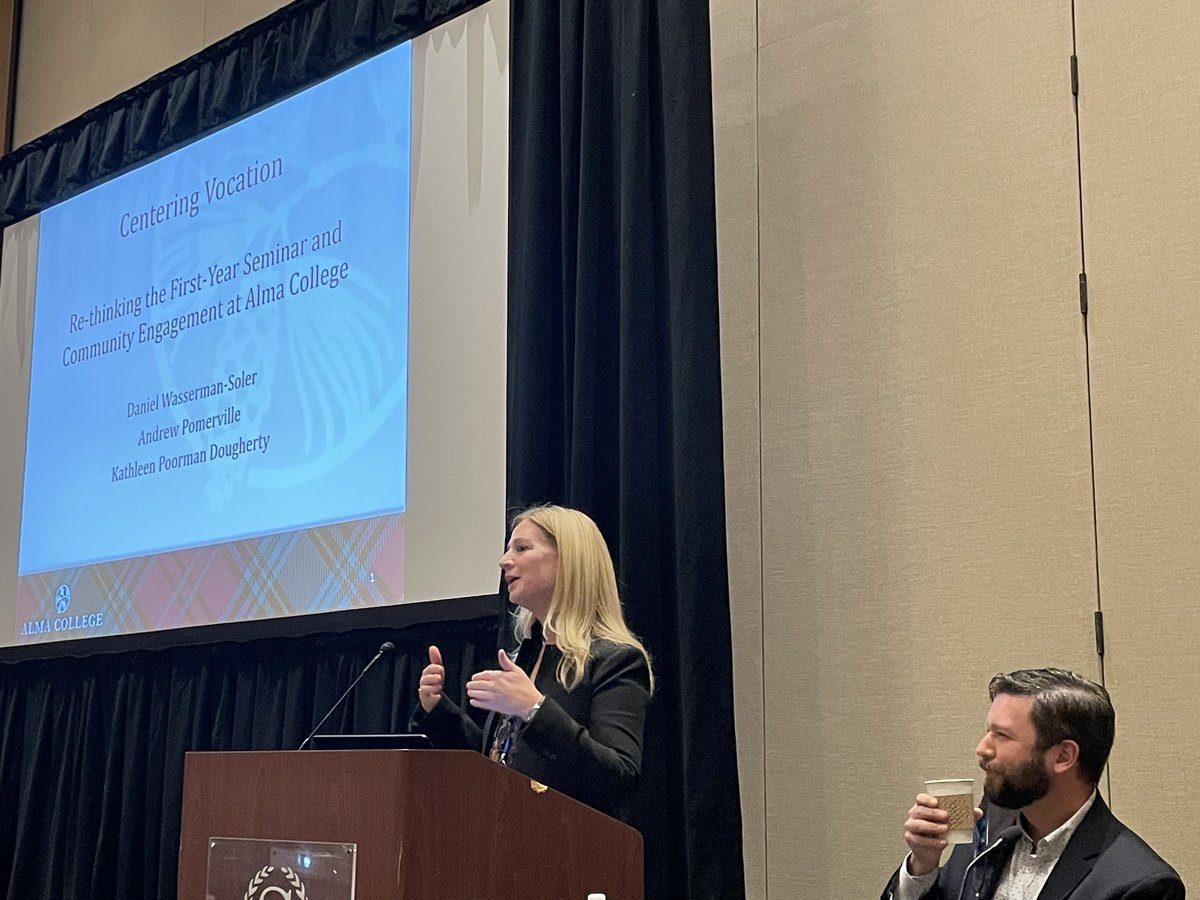 kerrypannell's tweet image. .@almacollege Provost Kathleen Dougherty introducing the topic Centering Vocation: Rethinking the First-Year Seminar and Community Engagement #2022NetVUE