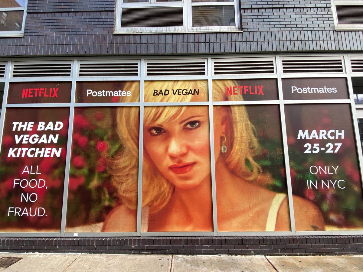 Postmates's tweet photo. Did you pass the test? Then get your free 3-course meal (taxes + fees apply) from @netflix's Bad Vegan Kitchen now through Sunday in NYC, delivered with Postmates. 

While supplies last. See app for details. https://t.co/vCHU6IL8Ku