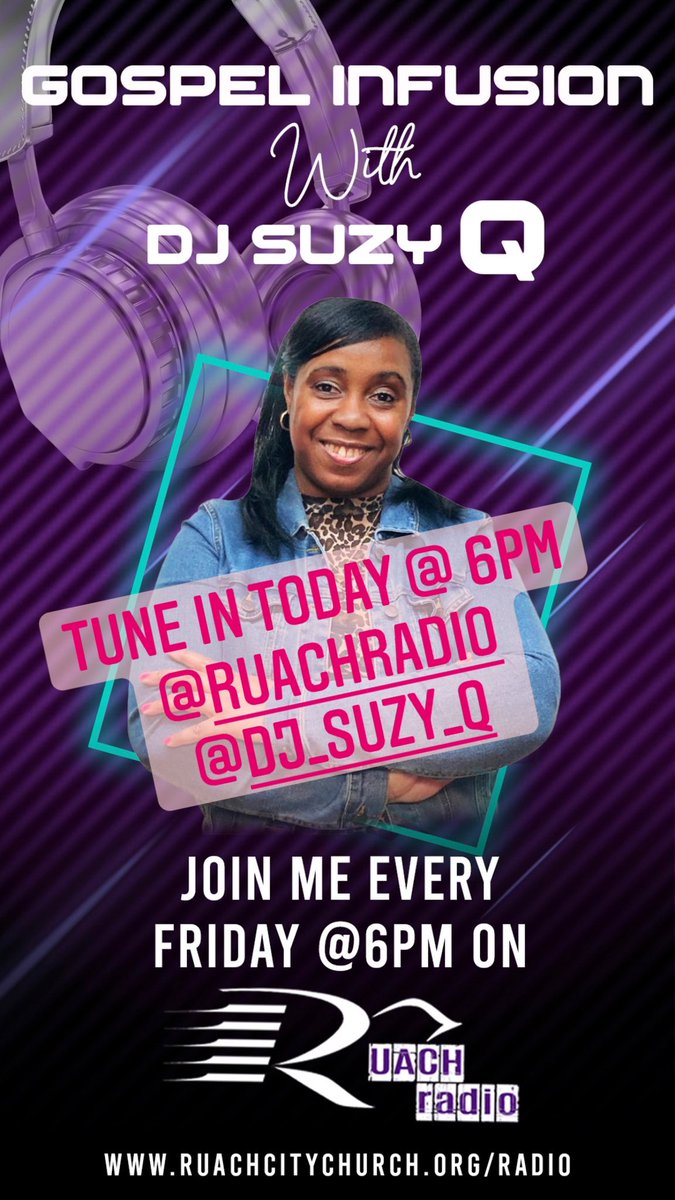 DJSuzyQ's tweet photo. It's Friday!!!! Remember to join me tonight at 6pm on @RuachRadio https://t.co/GpS4rSGq99