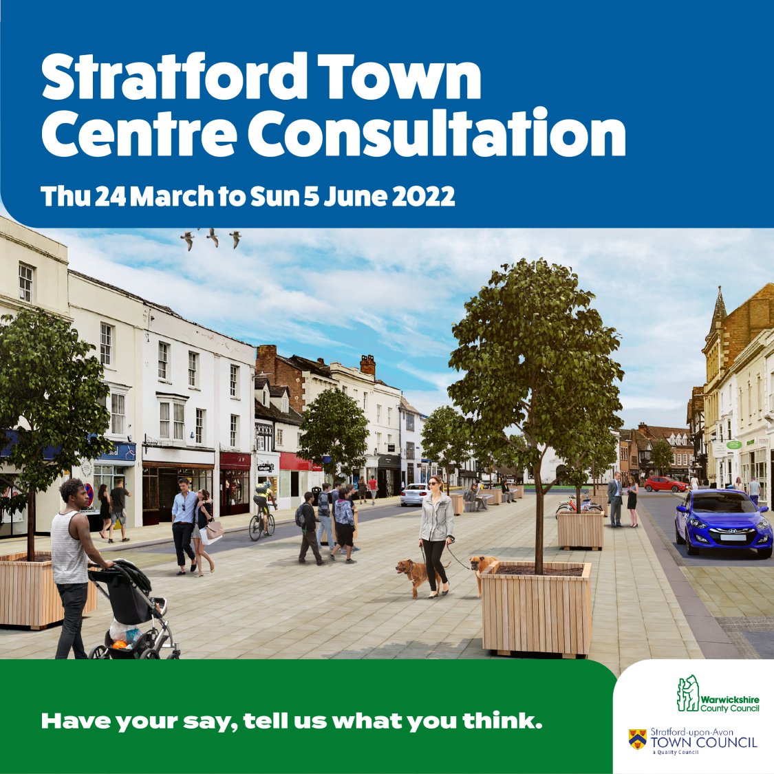 People who live, visit or work in Stratford-upon-Avon are being asked for their views on proposed changes to the town centre. Share your views on the proposed changes via an online consultation and at a series of events taking place in Stratford: maybe.chat/1w40ue2