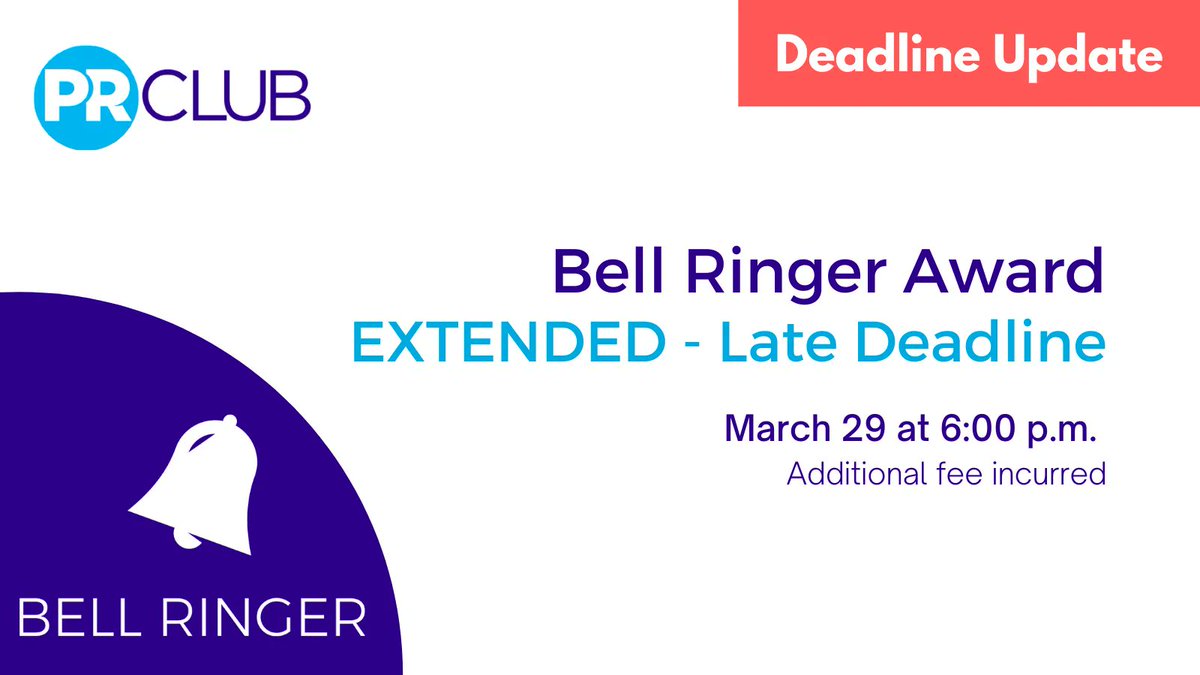 LATE DEADLINE EXTENDED. Get your Bell Ringer Award submissions in by Tues., March 29. buff.ly/36jrYmN