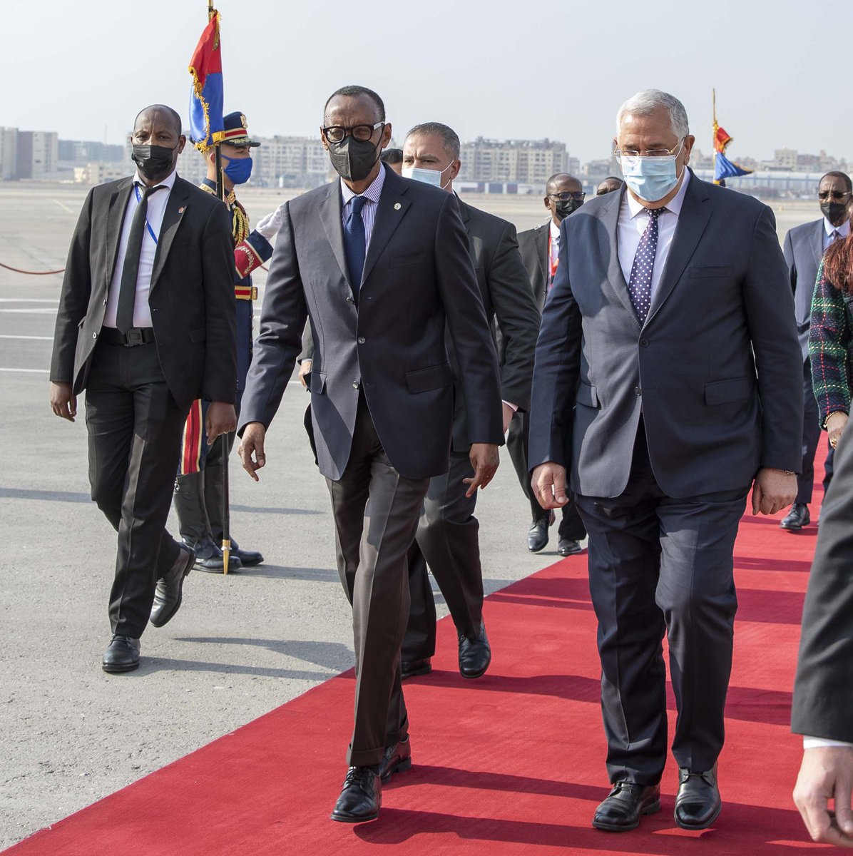 AdamsKwizera___'s tweet photo. JUST IN:
President Kagame has arrived in Cairo for an Official Visit to Egypt during which he will have tête-à-tête and bilateral meetings with President Abdel Fattah Al-Sisi @AlsisiOfficial. 

📸: @UrugwiroVillage 
#AdamsReports https://t.co/gDvmj4VB2N