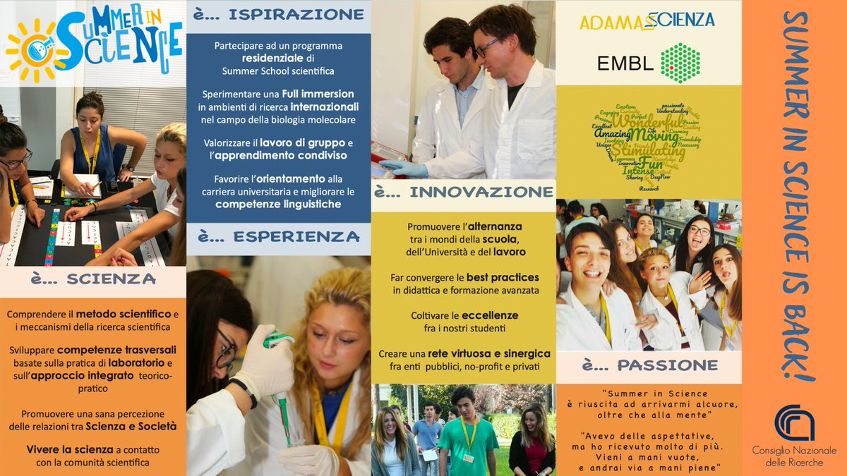 CNRsocial_'s tweet photo. ππ¬#summerinscience is backβοΈ
Dal 13 al 24 giugno torna "Summer in Science", una full immersion nella #scienza per gli #studenti delle #scuole superiori. Organizzato da @adamascienza e @embl in collaborazione con il #CNR
Scopri di piΓΉπ
https://t.co/uB7jnz6R6T https://t.co/rtlxvebaKL