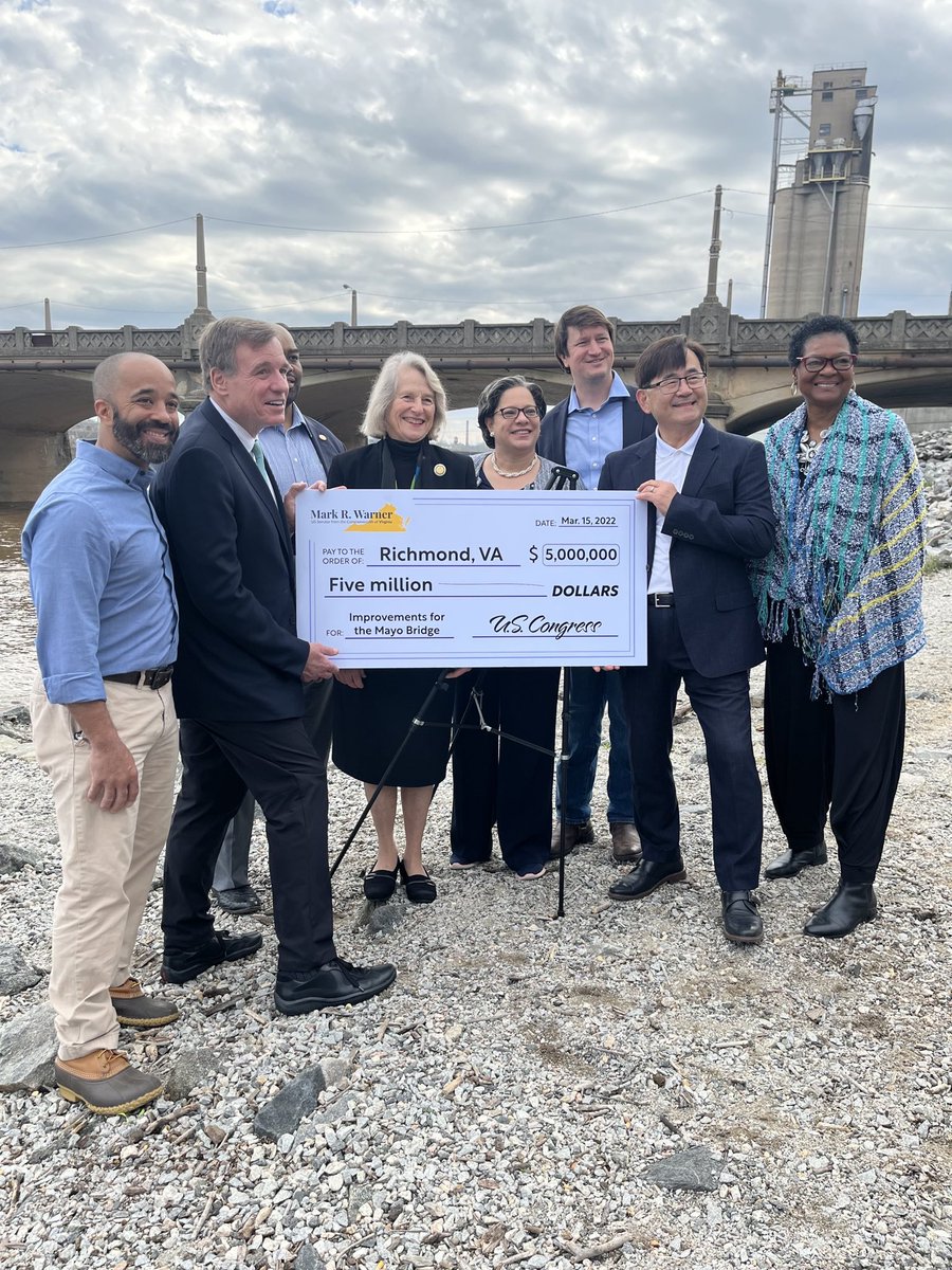 JennMcClellanVA's tweet photo. This morning I joined @MarkWarner as he announced $5 million in federal funds for the replacement of the Mayo Bridge. We toured the bridge together last summer, which is over 100 years old and one of the 700 bridges across Virginia designated structurally deficient. https://t.co/Fv7qn0f0qJ