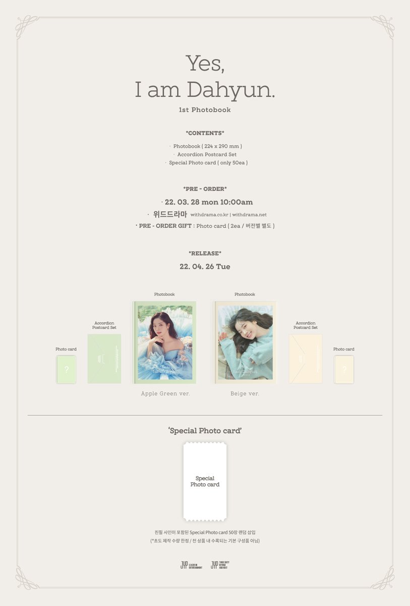 mainstreammnl's tweet photo. Yes, I am Dahyun. 1st Photobook Preorder
Normal ETA
Order Form: https://t.co/1ZbZvrV0e4

Apple Green Version / Beige Version
PRICE: 1850
SET PRICE: 3600

Deadlines:
DOP: 50% Downpayment (2 Weeks after order date) - Remaining 50% (Item Arrival) https://t.co/ZzgNVns9N8