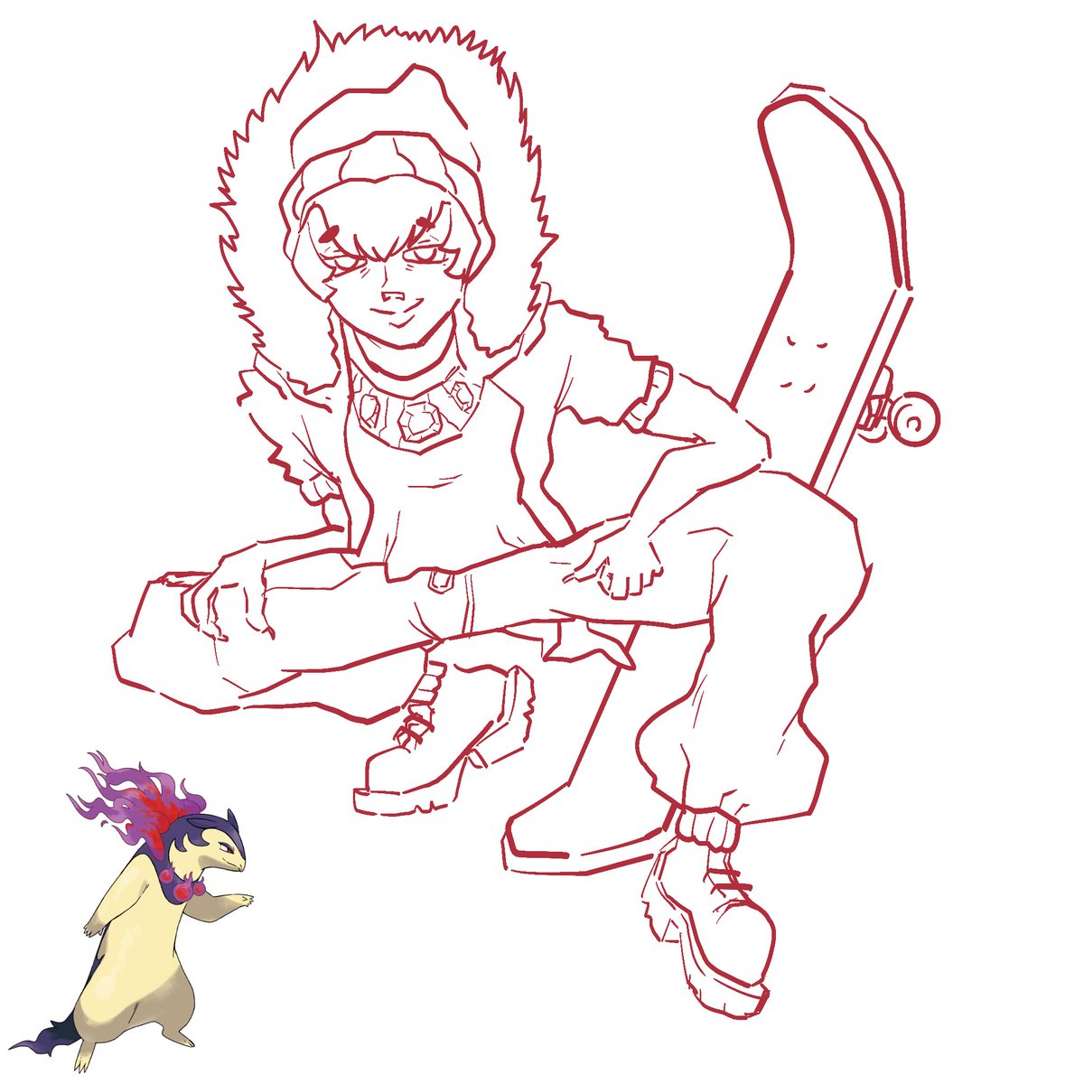 z00btv's tweet photo. goth skater??? Idk quick #gijinka sketch #PokemonLEGENDS https://t.co/sAPSue8rwV