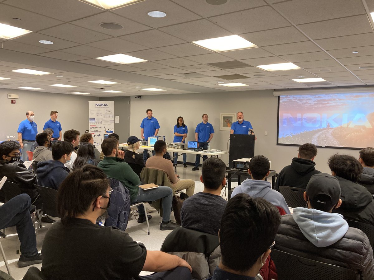 NJITYingWu's tweet photo. YWCC hosted its first in-person information session in over two years, @nokia's Optical Product Development team visited @NJIT to give students an overview of their current products and worldwide operations. They also shared information about internships and full-time openings. https://t.co/qrGfXIeTps