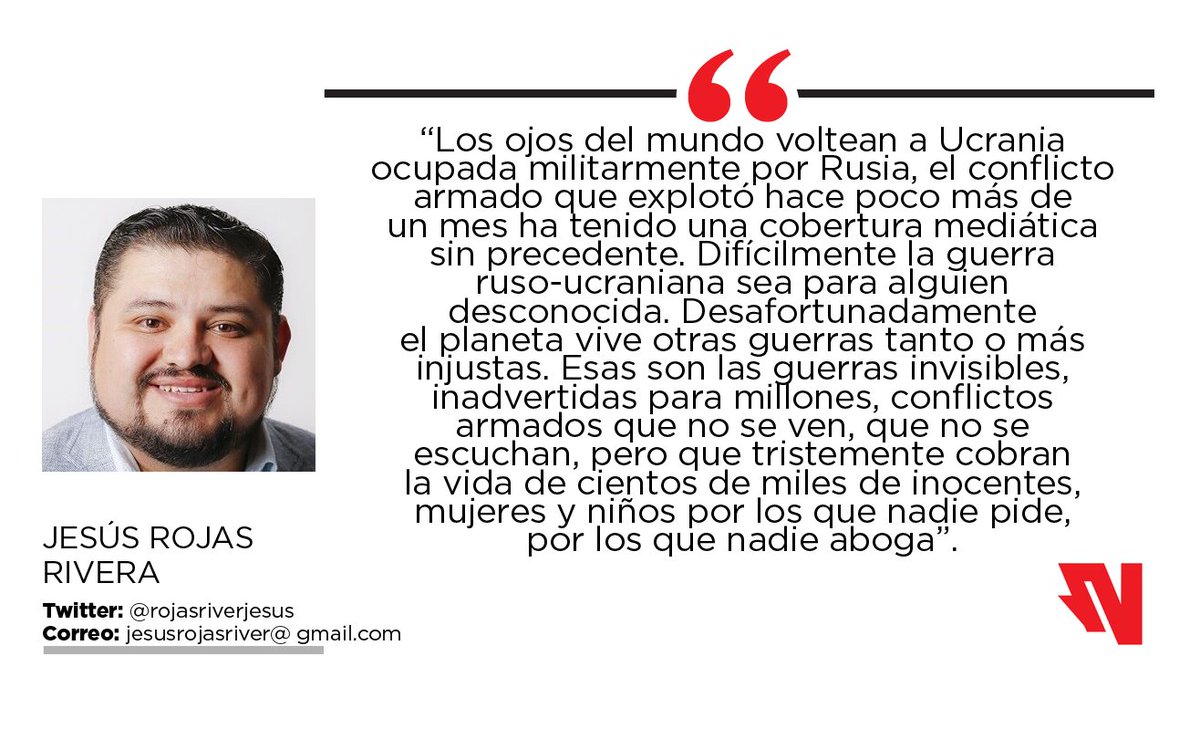 noroestemx's tweet photo. #OPINIÓN ✍️ | En su colaboración de hoy, @rojasriverjesus expone los otros conflictos armados de los que no se habla en el mundo, donde al parecer el único referente actual es lo que pasa entre #Rusia y #Ucrania.
👉 Lee más aquí: https://t.co/Ylnt0hnfeA https://t.co/K21YRcV7fr
