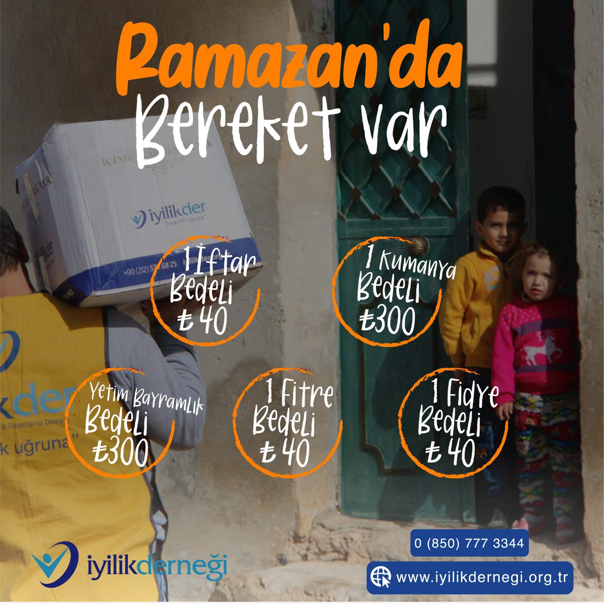 “Ramazan’da bereket var!”

Mağfiret ve kardeşlik ayı olan Ramazan ayının bereketi paylaşarak artarken; ihtiyaç sahiplerinin yüzünü güldürmeye devam ediyoruz.

Şimdi, hem ülkemizdeki hem de uzak coğrafyalardaki kardeşlerimize iyilik elini uzatma vakti.