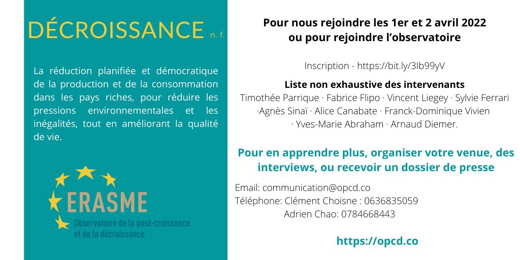 erasme_opcd's tweet photo. Pour en savoir davantage du l'Observatoire de la post-croissance et de la décroissance 👉 https://t.co/SutSm1eQLc   🐌🐌🐌  Merci de partager au maximum dans votre réseau et à nous suivre. https://t.co/oiZE0MUkTv