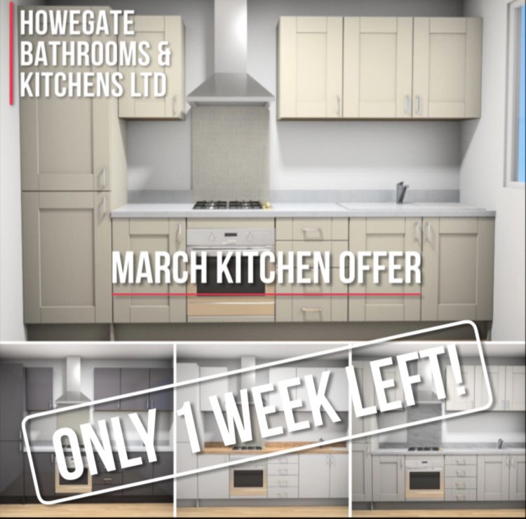 howegate's tweet image. MARCH FITTED KITCHEN OFFER ENDS IN ONE WEEK 😯 MAKE SURE YOU DON’T MISS OUT