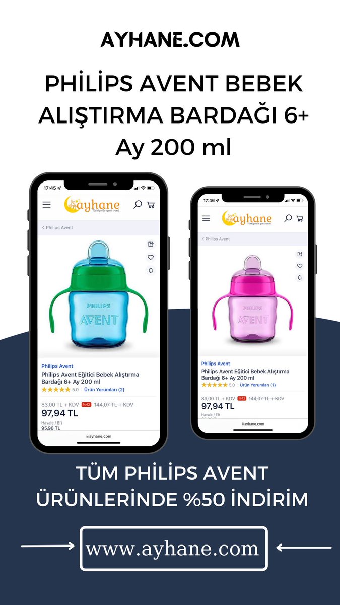 ayhanecom's tweet photo. PHİLİPS AVENT EĞİTİCİ BEBEK ALIŞTIRMA BARDAĞI https://t.co/fctQLioT5S da!

●Tüm Philips Avent ürünlerinde %50 indirim!
●200 TL ve üstü kargo BEDAVA!
●Tüm saç bakımı ürünlerinde BÜYÜK İNDİRİM.
●Hepsi ve daha fazlası için sitemizi ziyaret edin.
#SHIB #yazgelsinartık #bebek https://t.co/QFLhVuKWFy