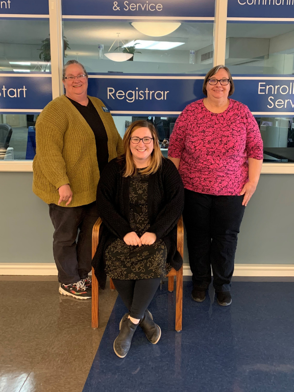 prattcc's tweet photo. Today's #PCCFridayFeature is the Registrar's office! Meet Robin, Caitlin and Rose. The employees of the Registrar’s office hold important jobs as the stewards of the College's academic records. See this feature on our website with a fun outtake photo! https://t.co/izK0zPS6Av https://t.co/nMm0KbEYrc