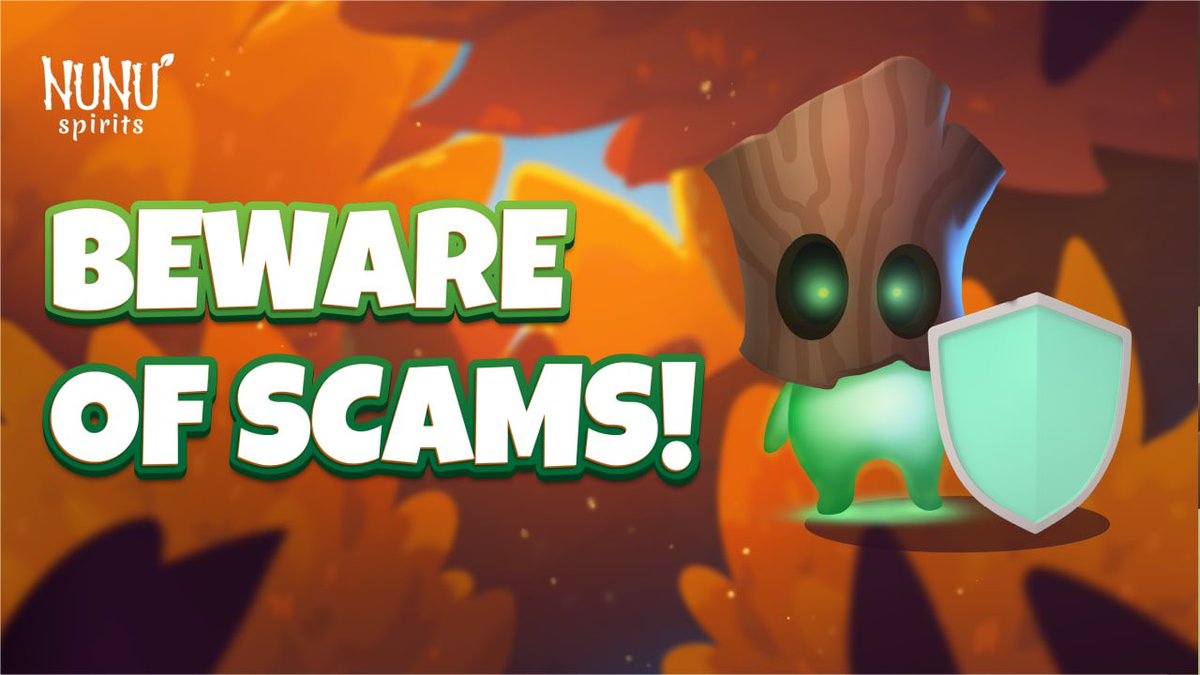 NunuSpiritsNFT's tweet photo. A friendly reminder: 📣BEWARE of SCAMS, always use our official channels for updates. Check them out here:🌐https://t.co/3GFiLJ66dw

If you recognize suspicious accounts, please inform us or report the account immediately! 

In #NunuSpirits🌳 we VALUE our community‼️

Thank you‼️ https://t.co/lJXVW39H6c