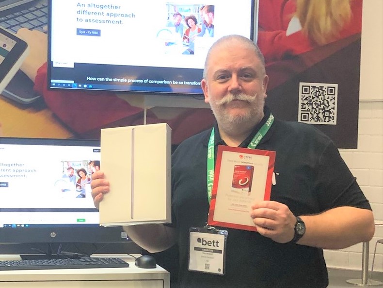 RM__Technology's tweet photo. Today's winner of an iPad and @TrendMicro licence for 12 months is 
Trevor Taylor from The Constellation Trust! Congratulations! Please head on down to SN21 to claim your prize, or we'll post it to you after the show 😉 
#trendmicro #RMatBett #bett2022 https://t.co/kxLSPGXbHA