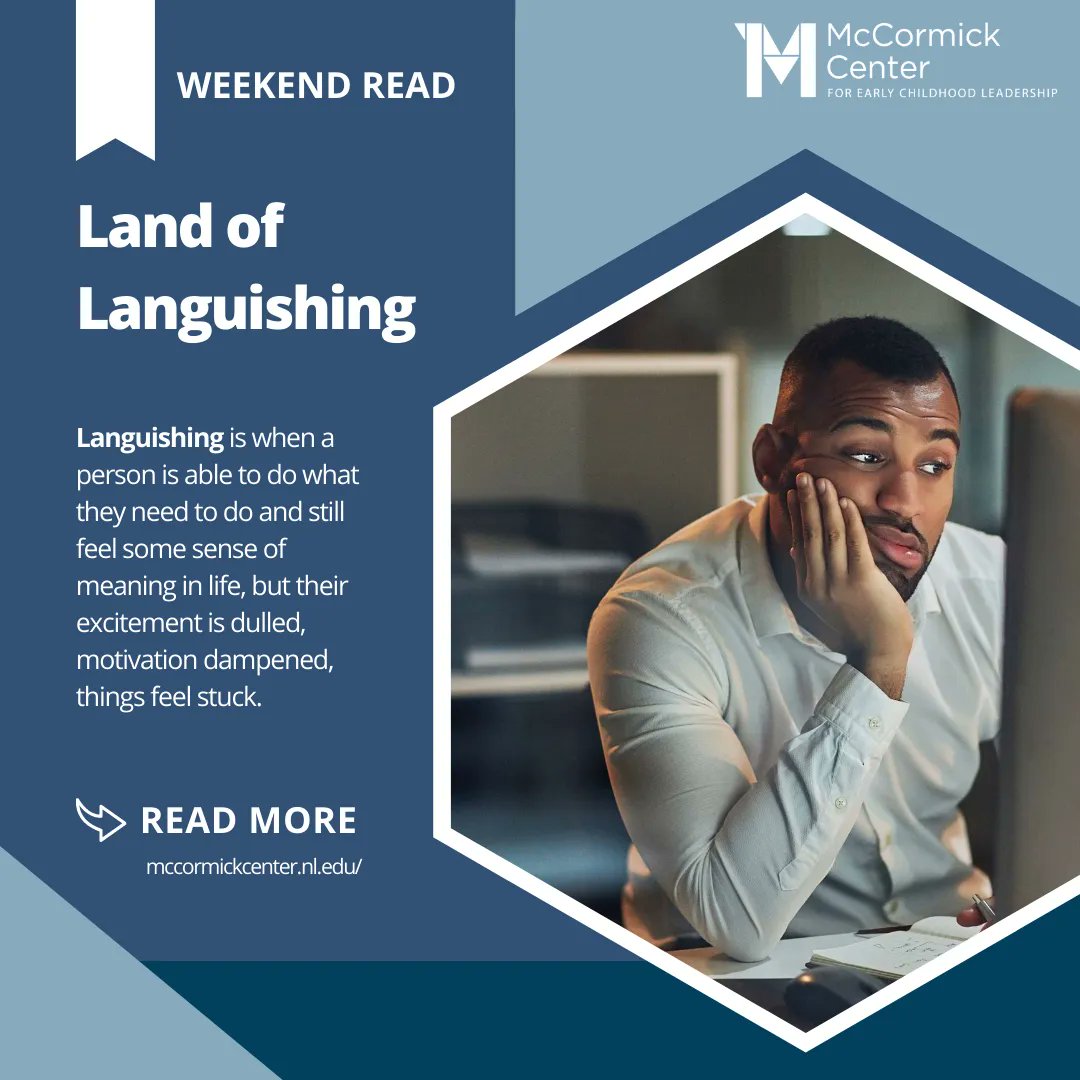 McCormickInst's tweet photo. "I liken languishing to the word 'meh.' It’s not bad, but it is certainly not good," Quality Supports Manager Robyn Kelton writes about the pandemic's ability to make some people feel "stuck." Read more: https://t.co/HB3W1GMRAf #WeekendRead #ECE #resource #MCECL https://t.co/M0I1G6Ws4x