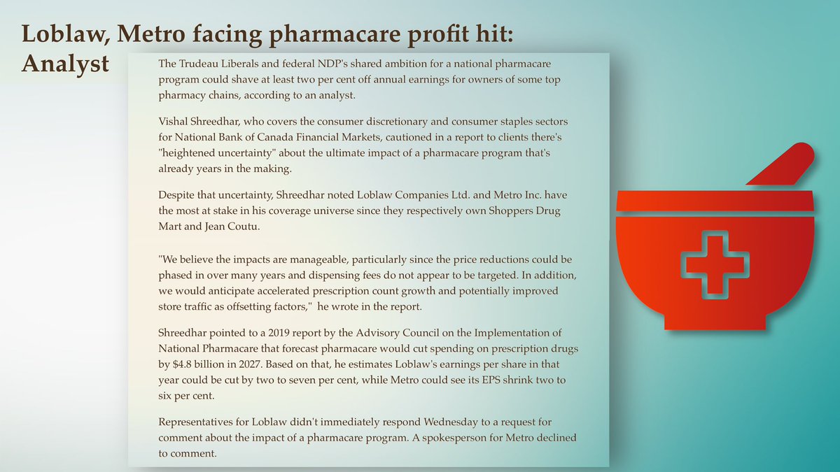 greenjay's tweet image. Unclear: the effect of #pharmacare on Canadian pharmacy business bnnbloomberg.ca/loblaw-metro-f… $L.TO $MRU.TO