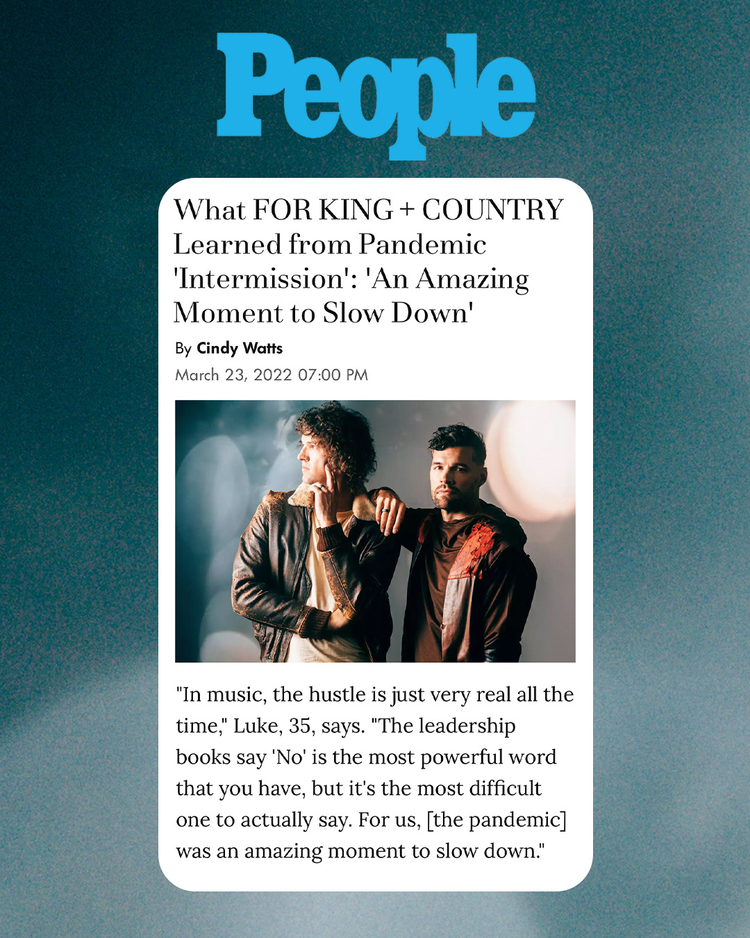 FOR KING + COUNTRY on Twitter "Some very kind words from our mates at(02)