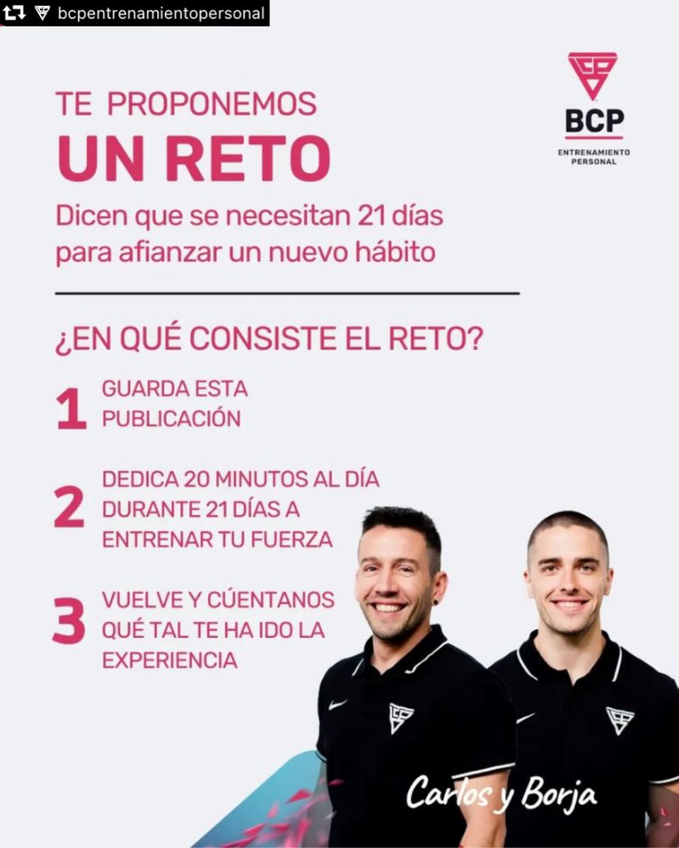 ¿Aceptas el reto? 🧐 Nuestros asociados <a href="/BCP_ep/">BCP Entrenamiento Personal</a> te proponen entrenar fuerza durante 21 días con tan solo 20 minutos al día. 💪🏻 ¡Notarás el cambio!

#AJELeonEsp #LeonEsp #empresas #emprendedores #jovenesempresarios