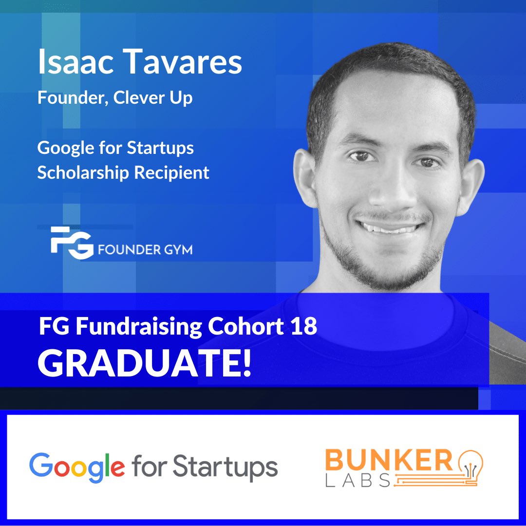 CleverUp™ (@thecleverup) on Twitter photo Excited to announce that our founder @king_isaac777x is now a <a href="/foundergym/">Founder Gym</a> graduate.
Thanks to the entire #founderGym team for all of the insight, info, and support on the fundraising process over this amazing 7-week program #fgcohort18. ❤️ Excited to announce that our founder @king_isaac777x is now a <a href="/foundergym/">Founder Gym</a> graduate.
Thanks to the entire #founderGym team for all of the insight, info, and support on the fundraising process over this amazing 7-week program #fgcohort18. ❤️