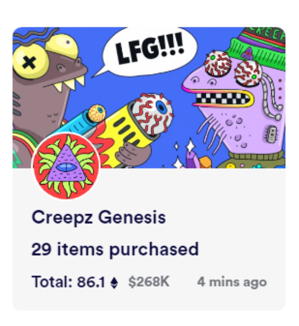 The man, the myth, the legend <a href="/seedphrase/">seedphrase</a>  has now swept the floor of @CBCreepz 3 times for a total of more than 200eth. These absolute Alpha moves will put this man as one of the top earners in NFT history. Just wait👀👀👀