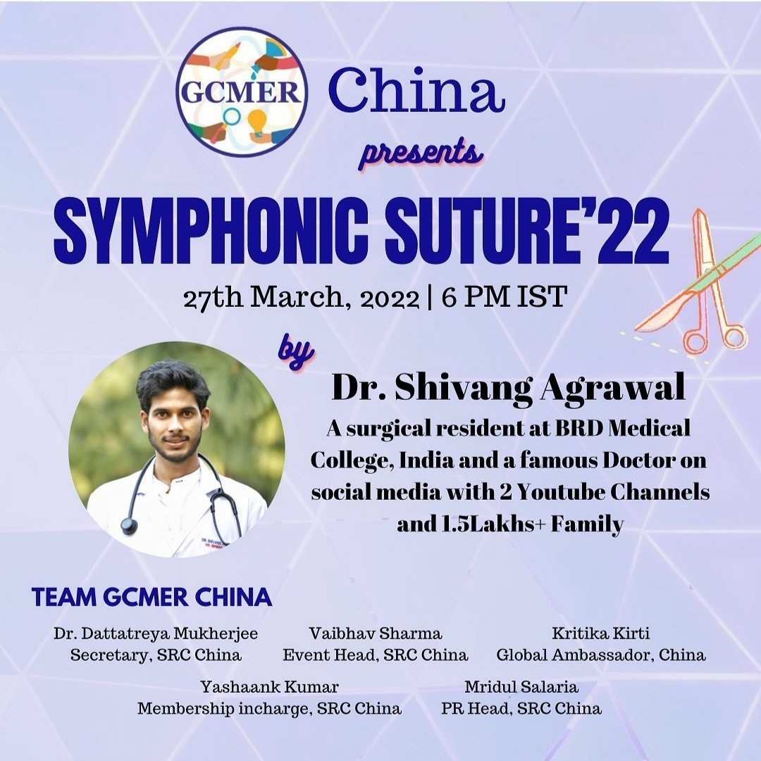 DatMukherjee's tweet photo. Join us on Sunday 
#GCMER
#surgery 
#SUTURE
#MBBS 
#usmle https://t.co/lp6Cgw8ZC8
