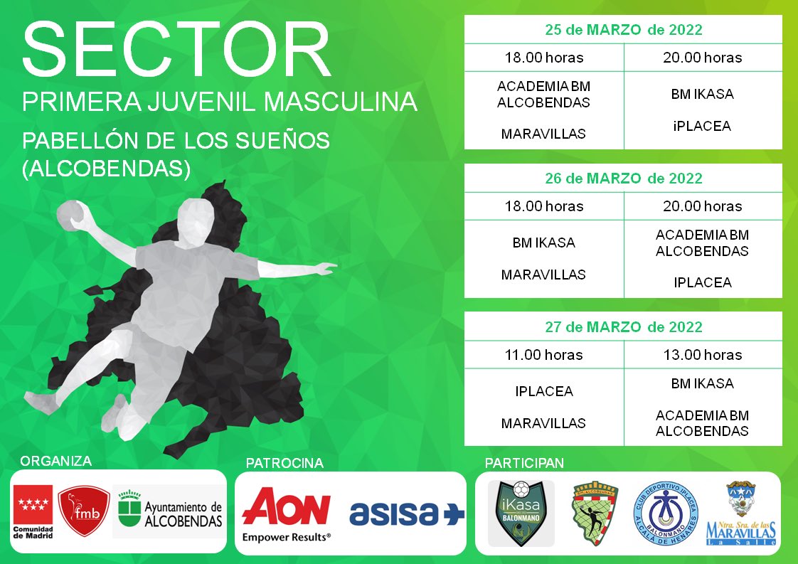 fedmadridbm's tweet photo. 🏆 FASE FINAL JUVENIL MASCULINA | 

En 10 minutos arranca el primer encuentro en @bmalcobendas 

Puedes seguir todos los partidos, además de en el canal del Club, en nuestro Youtube👇con @ATVspain 

18:00 📺 https://t.co/Www4eVASGd 

20:00 📺 https://t.co/WGBggmhplK https://t.co/7SVBeN1k0W