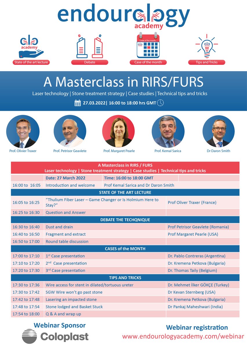 Join us on Sunday at the Endourology Academy for tips and tricks in URS and case discussions 
For webinar registration <a href="/endouroacademy/">Endourology Academy</a>
👉endourologyacademy.com/webinar
#ColoplastIU_UK #CP_Endourology