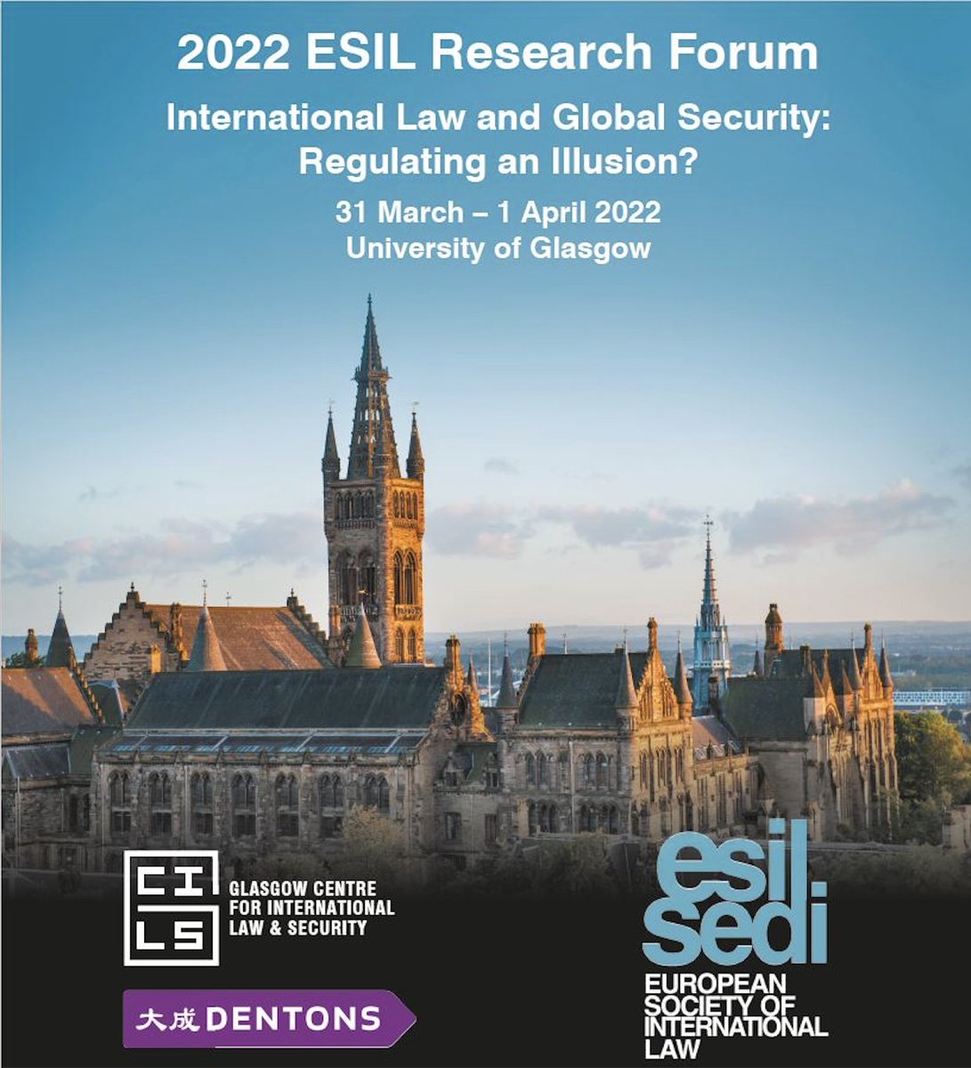 Less than a week to go until we kick off this year's <a href="/esil_sedi/">ESIL-SEDI</a> Research Forum. We are looking forward to a fantastic few days in Glasgow and online and would like to thank our partners <a href="/esil_sedi/">ESIL-SEDI</a> and <a href="/Dentons/">Dentons</a> for their support. 🤝🙌👏