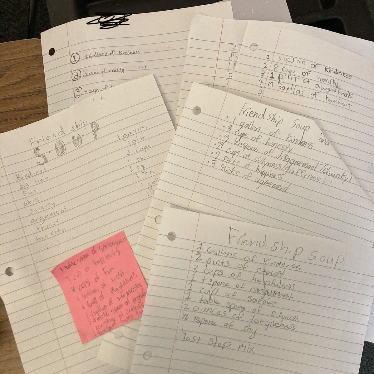 carr0507's tweet photo. @CarrsClass Friendship Soup recipes!! Awesome community time discussion! @HumbleISD_SFE #sfesharks https://t.co/xZglGbekbe