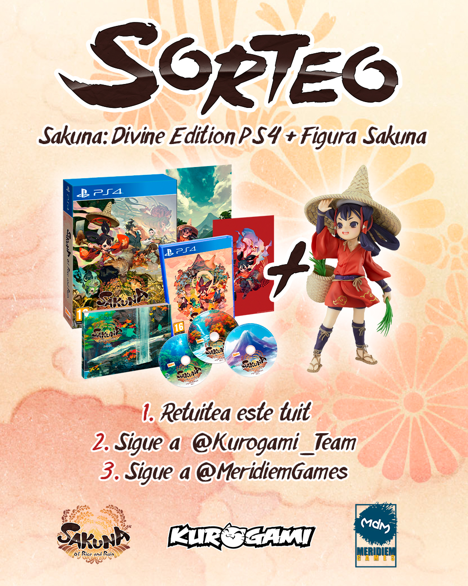 Kurogamicom's tweet photo. 🌾 ¡SORTEO KUROGAMI X MERIDIEM GAMES!

🍙 A Meridiem y a nosotros nos encanta Sakuna y por ello sorteamos: 1 Sakuna of Rice and Ruin Divine Edition PS4 + 1 Figura PUP de Sakuna

🎮 Participar es muy fácil:
1) Retwitea este tweet
2) Sigue a @kurogami_team y a @MeridiemGames https://t.co/naOnGjfdC4