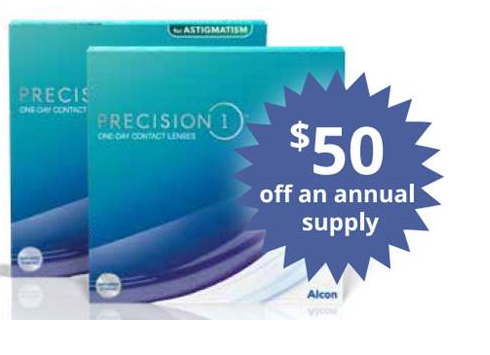 Famvision's tweet photo. Get $50 off a yearly supply of Alcon’s Precision 1 contacts. Contact us today to learn more! #ContactLenses #2020Vision https://t.co/v8AJRdJSm8