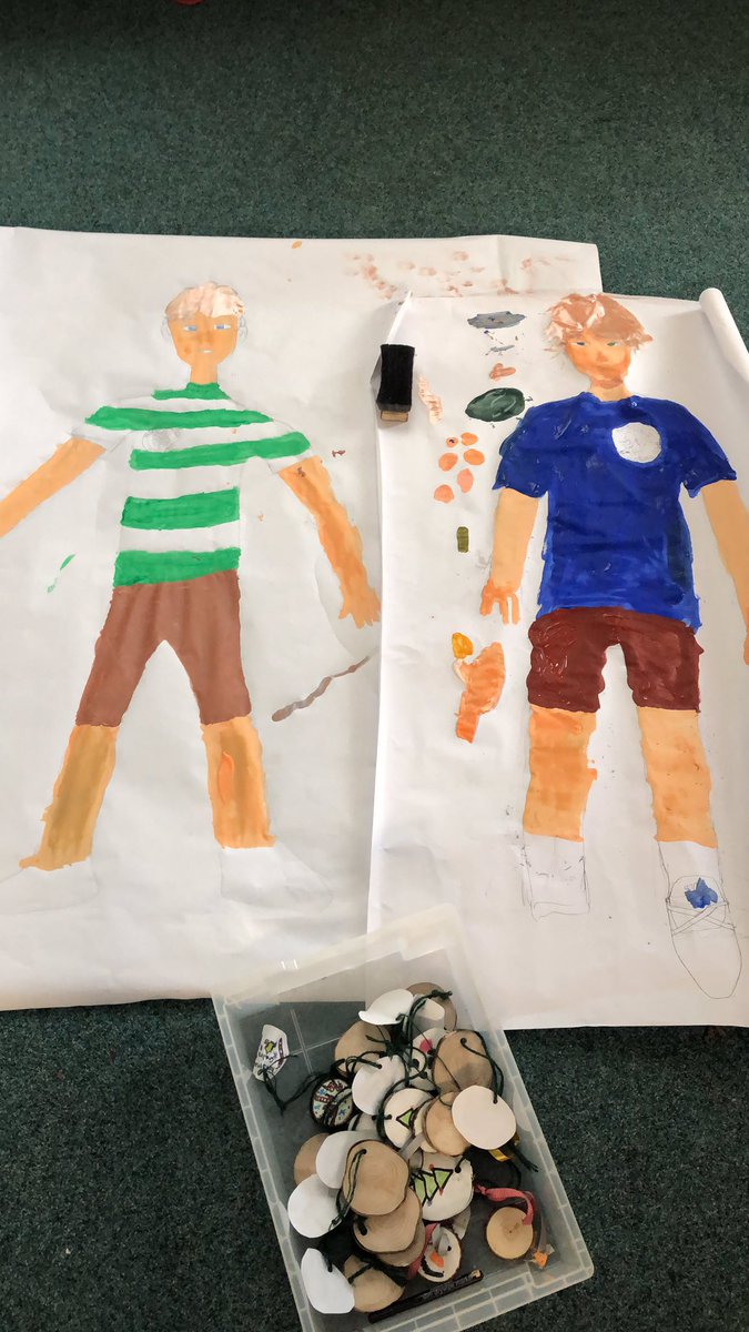 stserfs7's tweet photo. A work in progress! 2 of our amazing artists in primary 7 traced around some enthusiastic primary 1 children and then added all of their features. These will eventually be added to our wall display for our novel study- Divided City 🟢🔵 https://t.co/YabeNj6oXz