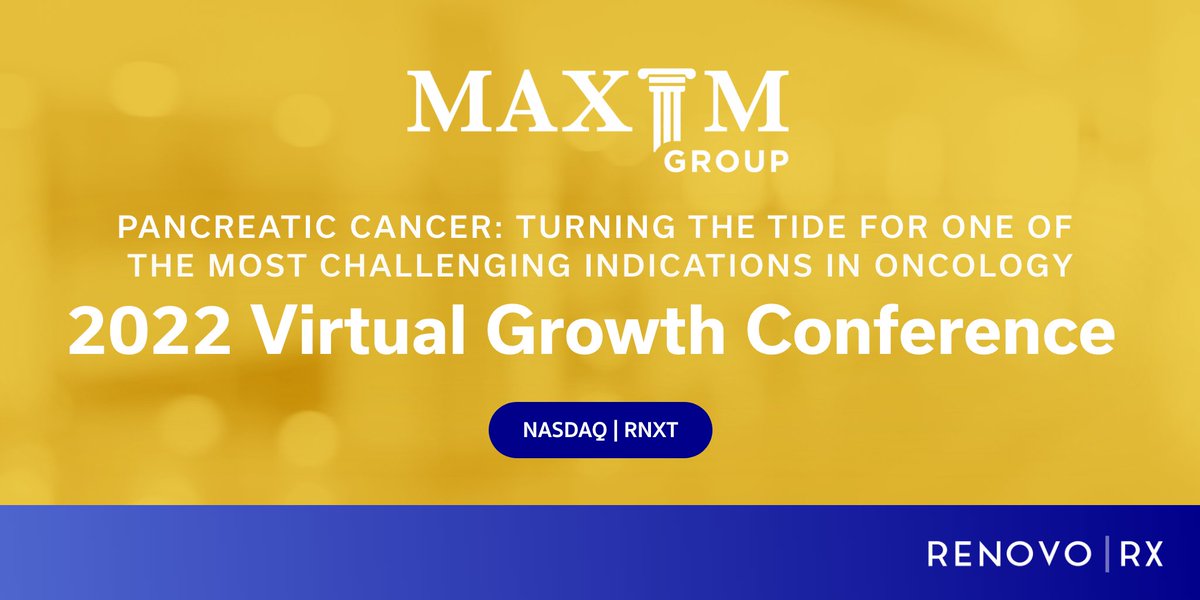 Join us at the <a href="/MaximGrp/">Maxim Group LLC</a> LLC Virtual Growth Conference, March 28-30. Shaun Bagai, <a href="/RenovoRx/">RenovoRx</a> CEO, will participate in a panel discussion focused on #PancreaticCancer during the conference. He will discuss how $RNXT is fighting this deadly #cancer...
