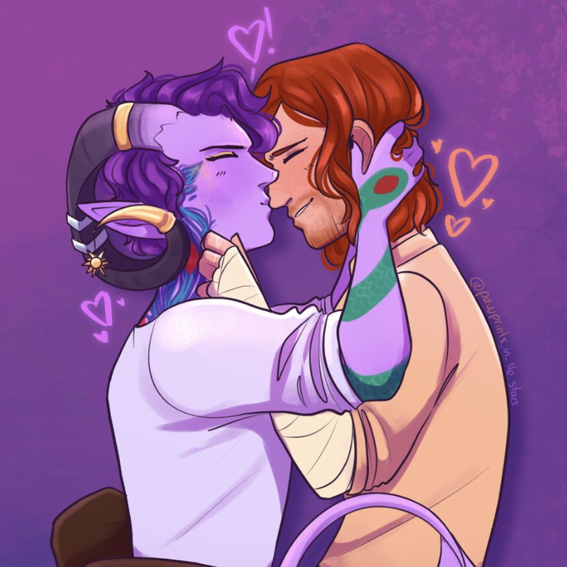 StarryPawprints's tweet photo. Thinking about these two again… sometimes you just gotta doodle some early C2 widomauk, yknow, for your mental health or whatever 💜🧡 

#CriticalRole #CriticalRoleCampaign2 #CalebWidogast #MollymaukTealeaf https://t.co/Nn7EWcXisB