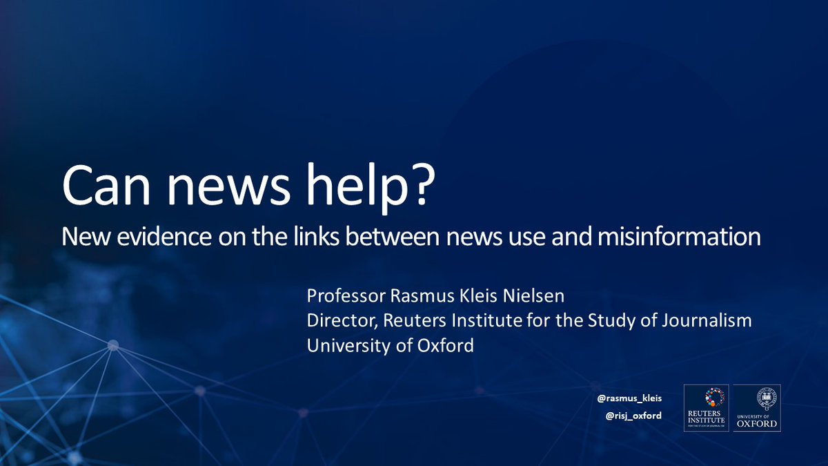 Can news help? I'll be presenting new evidence on the links between news use and misinfo based on work-in-progress w/<a href="/Sacha_Altay/">Sacha Altay</a> and <a href="/richrdfletcher/">Richard Fletcher</a> at the <a href="/BBCAcademy/">BBC Academy Live</a> "Trust in News" event next week, on panel with great <a href="/HazelBakerNews/">Hazel Baker</a> and <a href="/LizCorbinNews/">Liz Corbin</a> bbc.co.uk/academy/events…