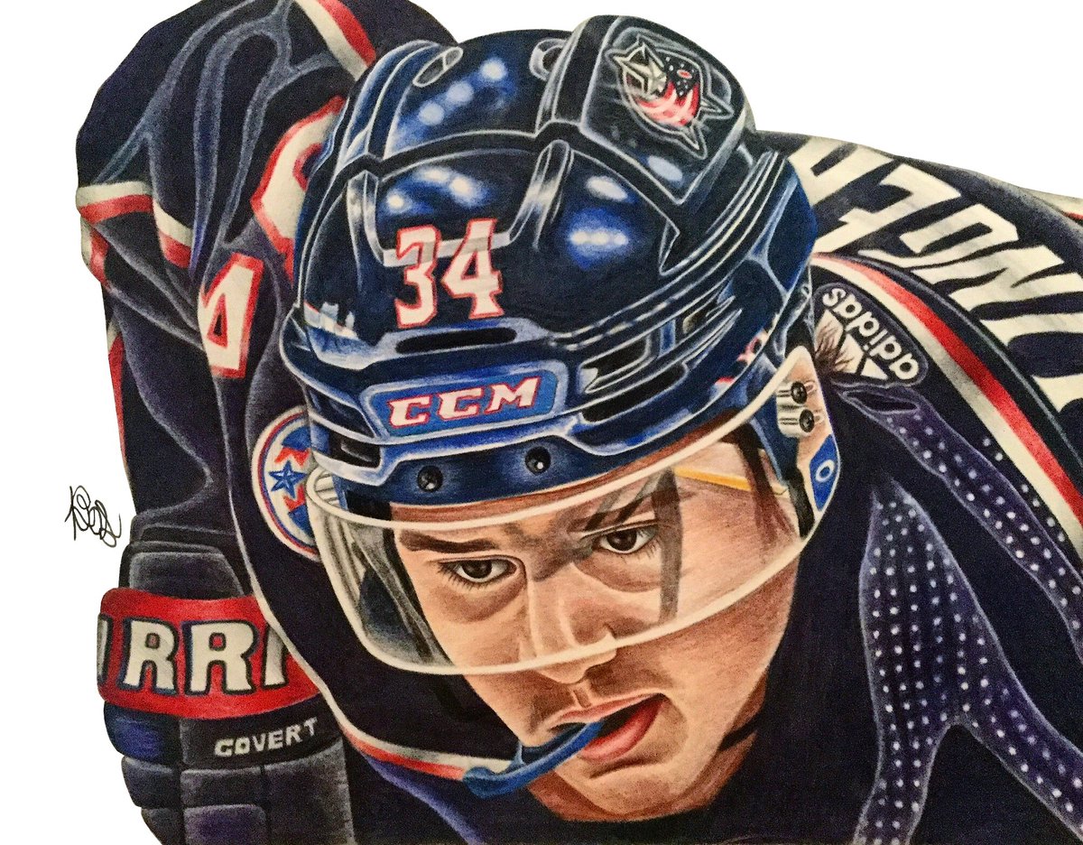 Cole Sillinger Colored Pencil Drawing by Brendan Schmucker - (BSketches) <a href="/BlueJacketsNHL/">Columbus Blue Jackets</a> <a href="/NHL/">NHL</a> @NHLNetwork <a href="/NHLdotcom/">NHL.com</a> #colesillinger #sillinger #bluejackets #letsgobluejackets #5thline #NHL #nhlhockey #hockey #sports #art #artwork #drawing #coloredpencil #bsketches #bsketchesart