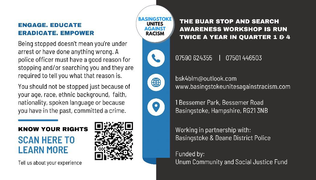 martin_fl00d's tweet photo. This is why we run our stop and search workshops so that our kids confidently know their rights. We will keep on running these til these injustices cease. We can do better! #BUAR #BasingstokeUnitesAgainstRacism #Basingstoke https://t.co/4JPZCKuJte