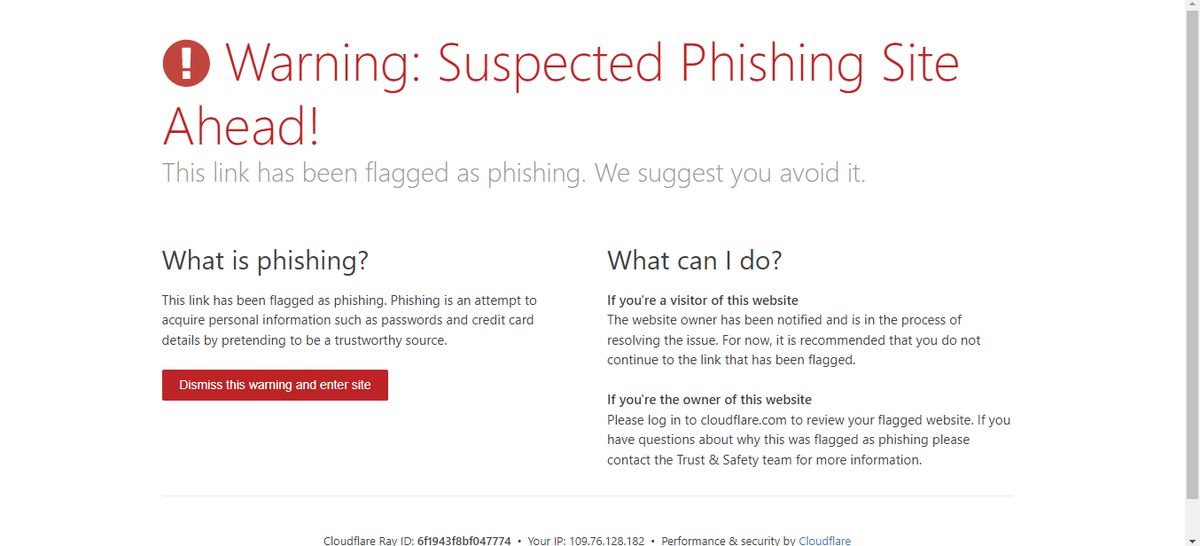 Orlaithspins's tweet photo. @playforukraine1 seems like you're really annoying them. Got a phishing warning from cloudfare today. Unless I misunderstand it, since there are no log ins that someone could phish, seems they're just trying to put a spanner in the works? https://t.co/mr5I9n7XYC