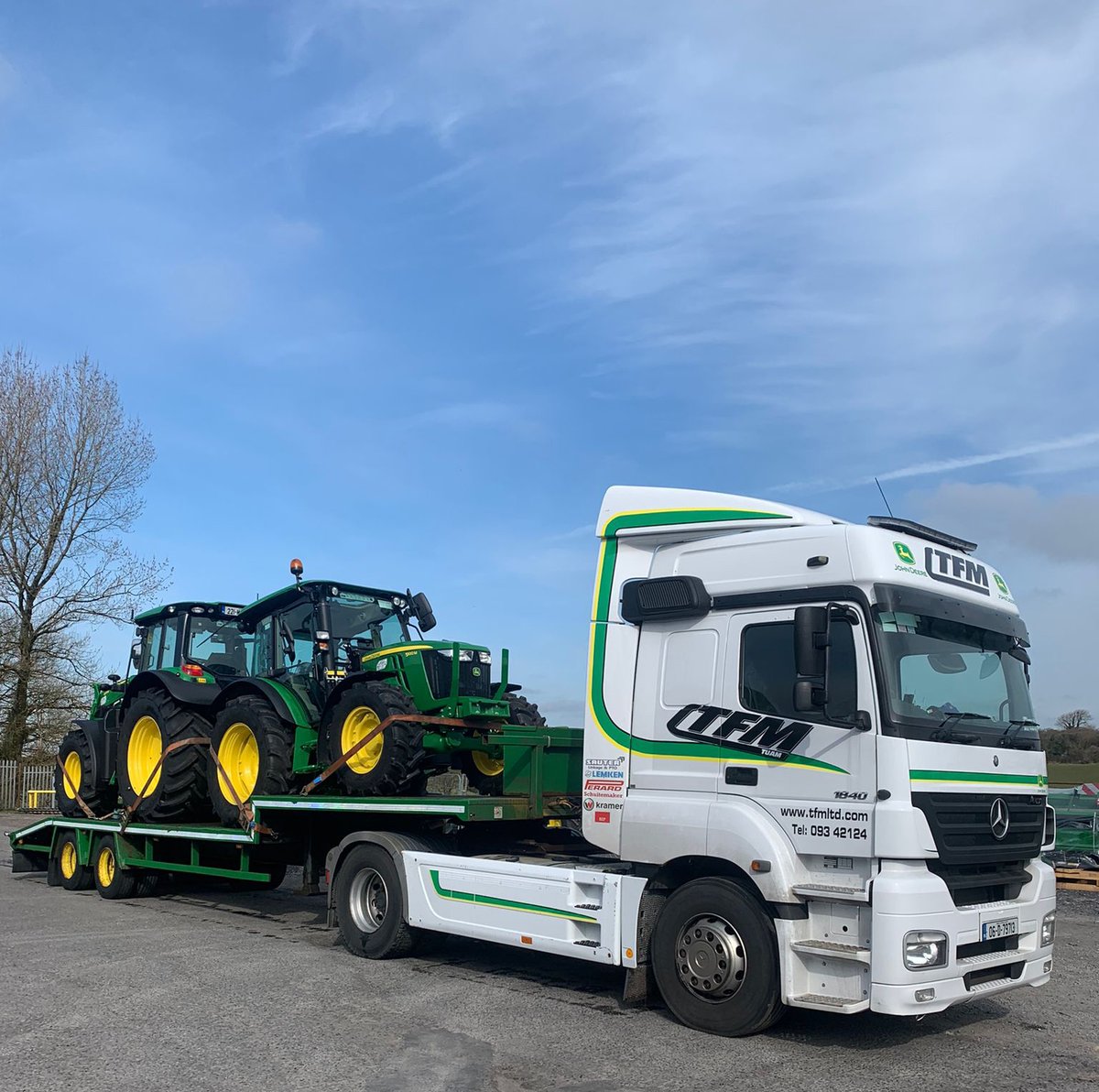 TFMLTD's tweet photo. A new John Deere 5100M and 6120M made the trip up from our Tuam depot on Friday to two customers in West Mayo. The 5110M was headed for Ballycrfoy and the 6120M was bound for Westport.
#johndeere #tractor #farmamchinery https://t.co/yQNfKu2nvG