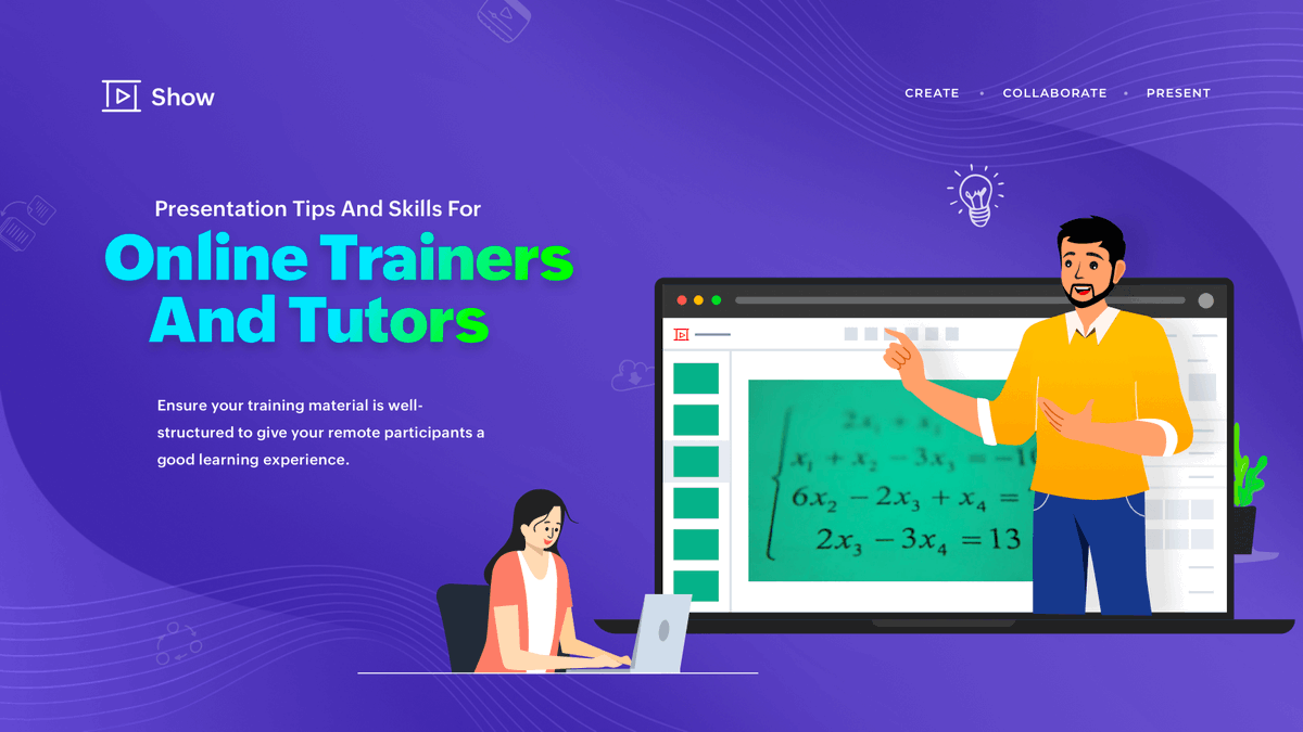 ZohoShow's tweet photo. Digital transition has paved the way for trainers and tutors to venture into the digital world. Let's take a look at some #presentation tips and skills for online #trainers and #tutors.  

🔗 https://t.co/qI4RyhTwVV

#OnlineTrainers #OnlineTutors #PresentationSkills #ShowBlog https://t.co/PmUXT6pdkT