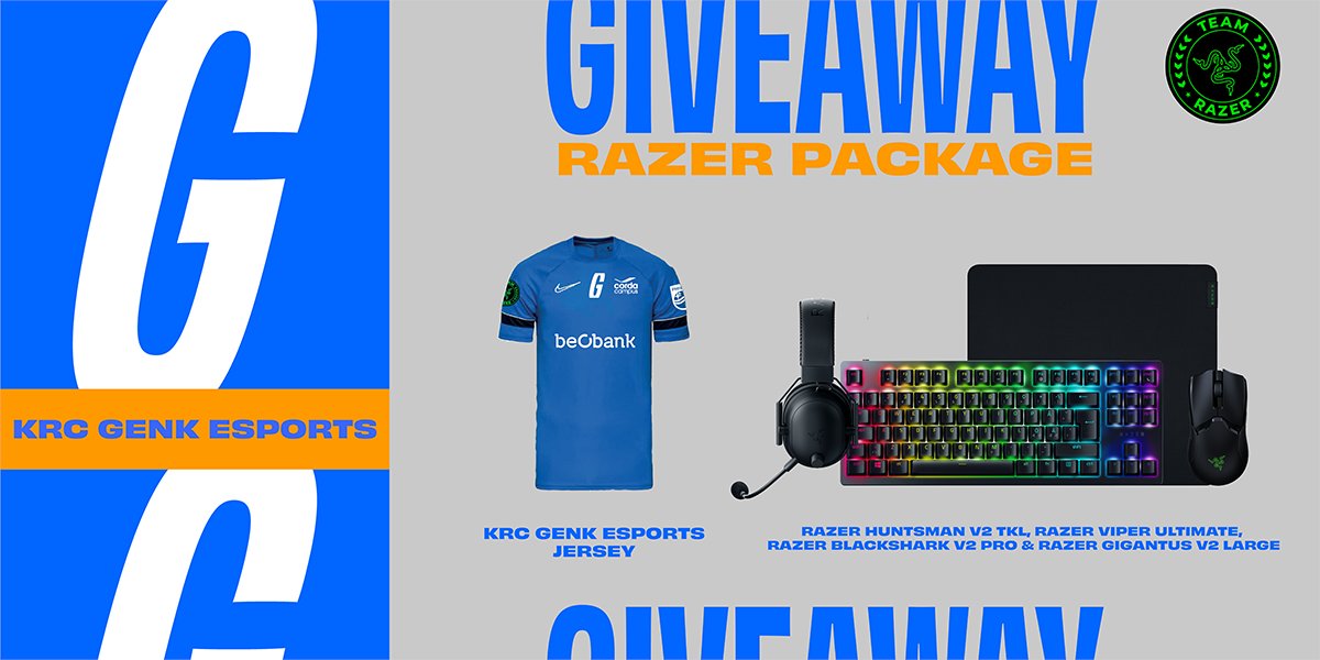 KRCGenkEsports's tweet photo. To celebrate our victory in the Elite Series League of Legends with our fans. You can win a stacked @TeamRazer package!

1. Follow @TeamRazer &amp; @KRCGenkEsports 
2. Retweet this tweet
3. Fill in the giveaway page on https://t.co/qxOZVKslhE

#ESLOL #TeamRazer #PushTheLimits https://t.co/mG7gdWt6Ju