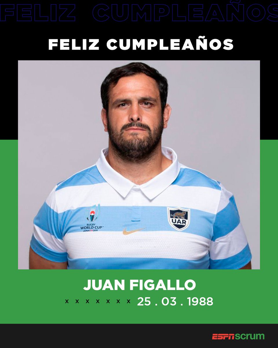 ScrumESPN's tweet photo. 33 test matches y 3 #RWC con #LosPumas. Un legado en @Saracens, donde hoy trabaja como entrenador del equipo femenino nacido en el #JockeyClub de #Salta. ¡Feliz cumpleaños, Juan #Figallo! 🇦🇷👏
🎉 Felices 34 @Chipifigallo. https://t.co/zYa4umxiHw