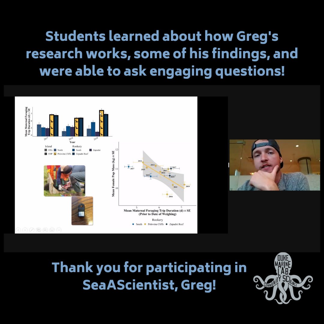 Last week we had a SeaAScientist event connecting a Duke PhD student with a NC high school science classroom to talk about his research on plastic pollution. Thanks for participating in the program, Greg!